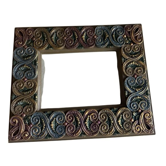 Vintage Ornate Rectangular Photo Frame With Intricate Swirl Design Home Decor - Picture 1 of 5
